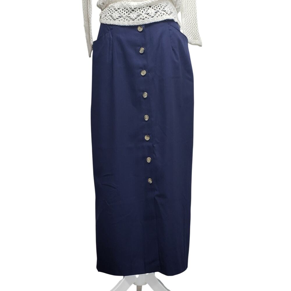Bedford Fair Vintage 90s Lifestyles Maxi Skirt Sz 12 Navy NWT Deadstock